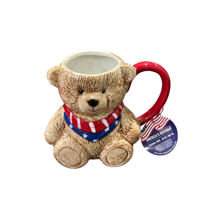 Patriotic Gift Set Bundle With Tote, Teddy Bear Mug, Puzzle, Candles, Towels, Hair Clips, Ribbon Bow & Shell Plates