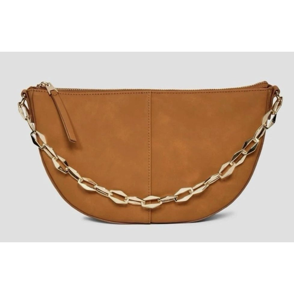 Universal Thread Brown Half-Moon Shoulder Bag With Chain Strap & Recycled Materials