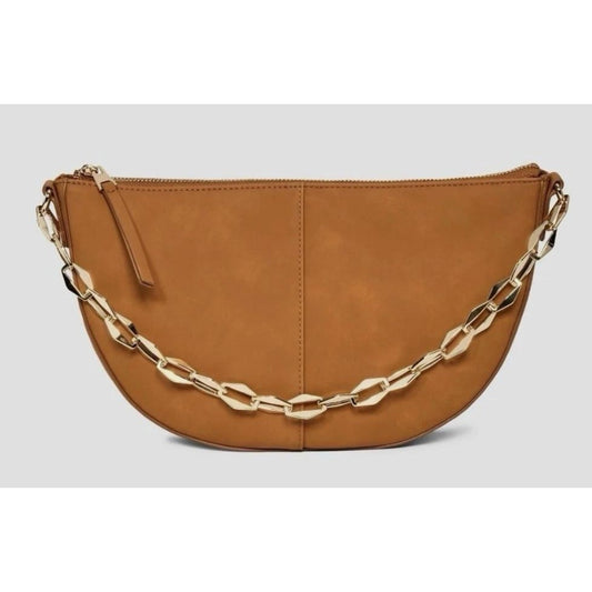 Universal Thread Brown Half-Moon Shoulder Bag With Chain Strap & Recycled Materials