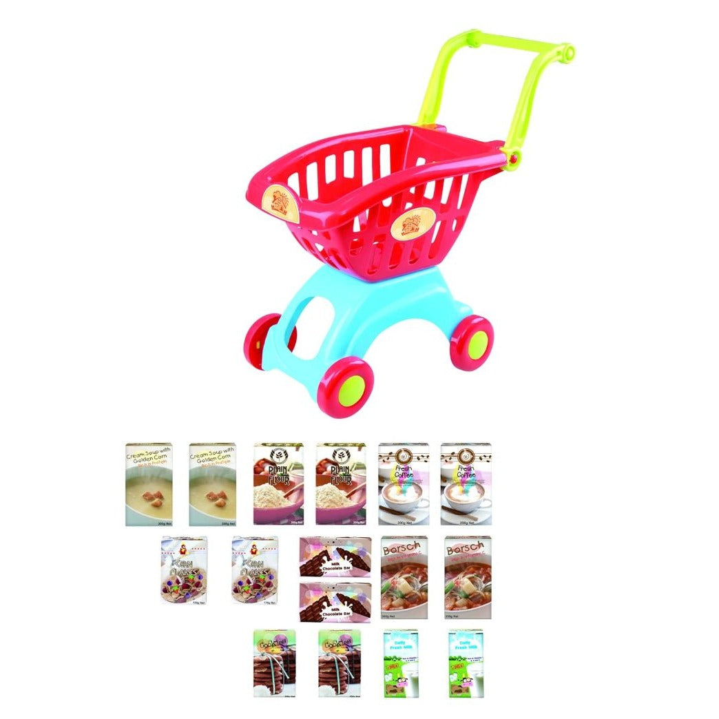 Playgo Kids Shopping Cart Toy With 18 Pieces For Imaginative Play