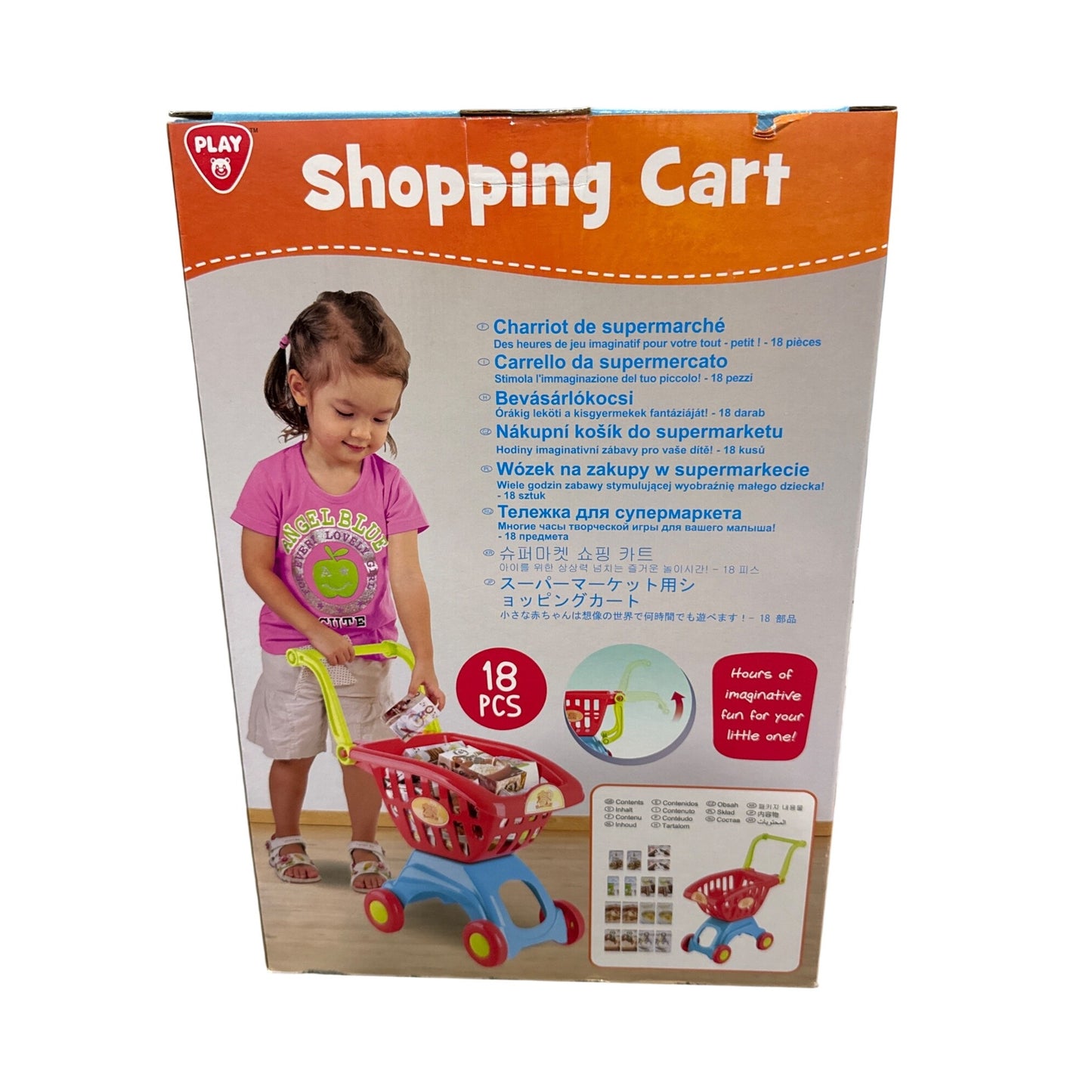 Playgo Kids Shopping Cart Toy With 18 Pieces For Imaginative Play