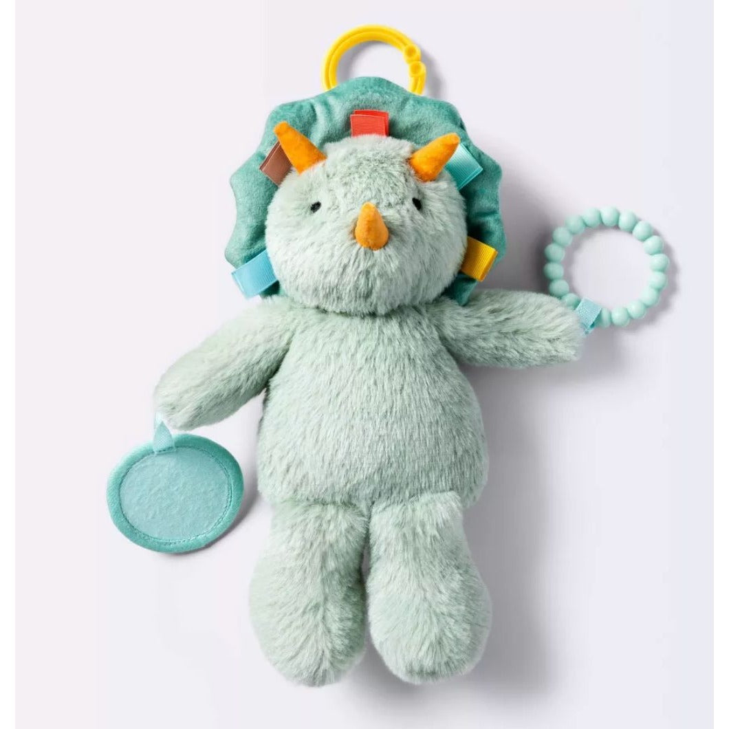 Cloud Island Interactive Green Triceratops Dinosaur Soft Plush Baby Toy