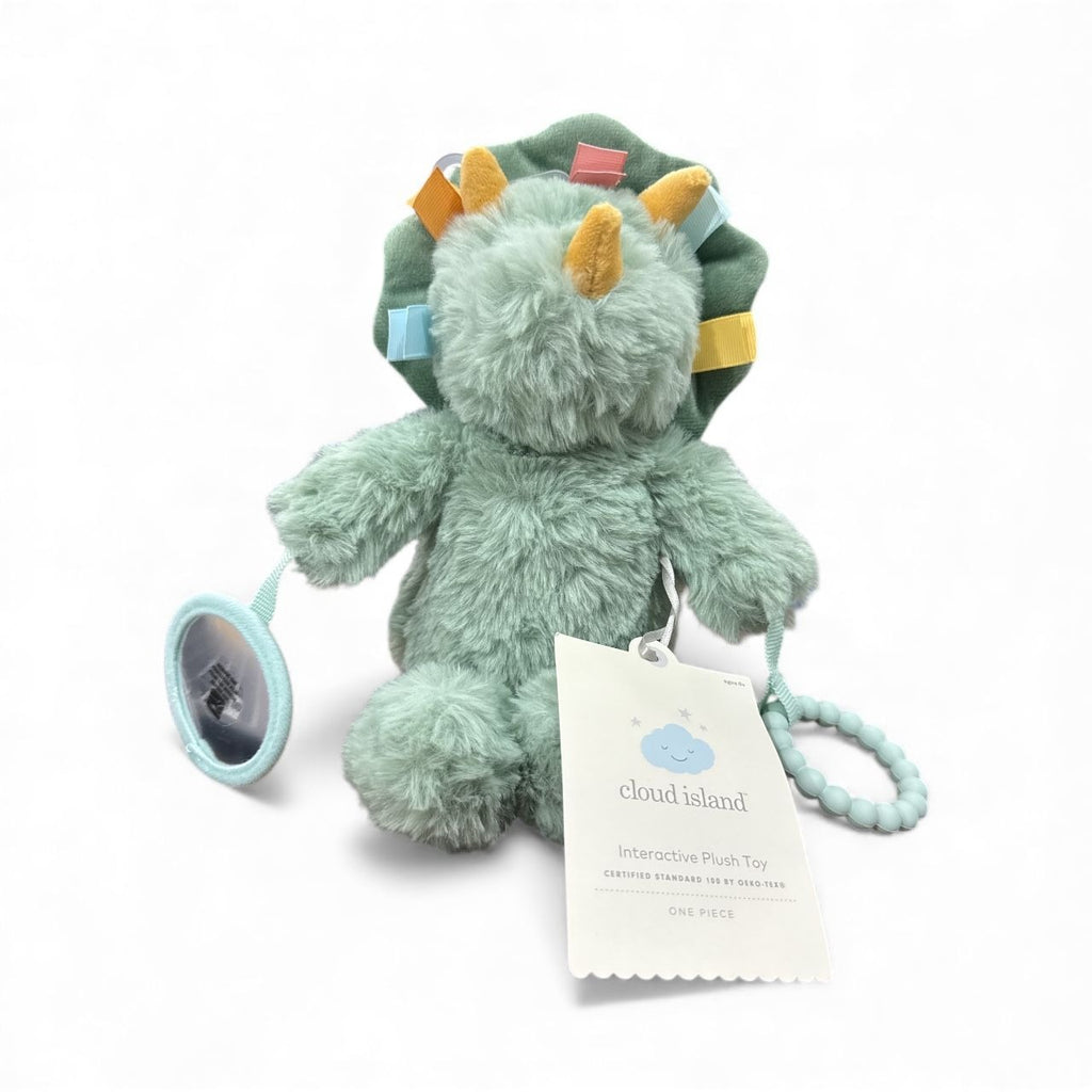 Cloud Island Interactive Green Triceratops Dinosaur Soft Plush Baby Toy