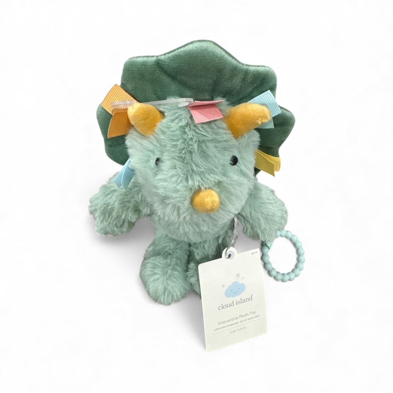 Cloud Island Interactive Green Triceratops Dinosaur Soft Plush Baby Toy