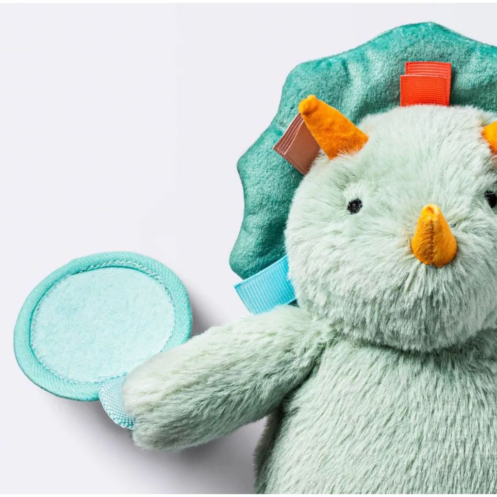 Cloud Island Interactive Green Triceratops Dinosaur Soft Plush Baby Toy
