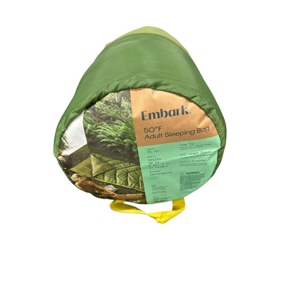 Embark 50°F Adult Sleeping Bag Travel-Friendly Lightweight Green Polyester 75"x33"