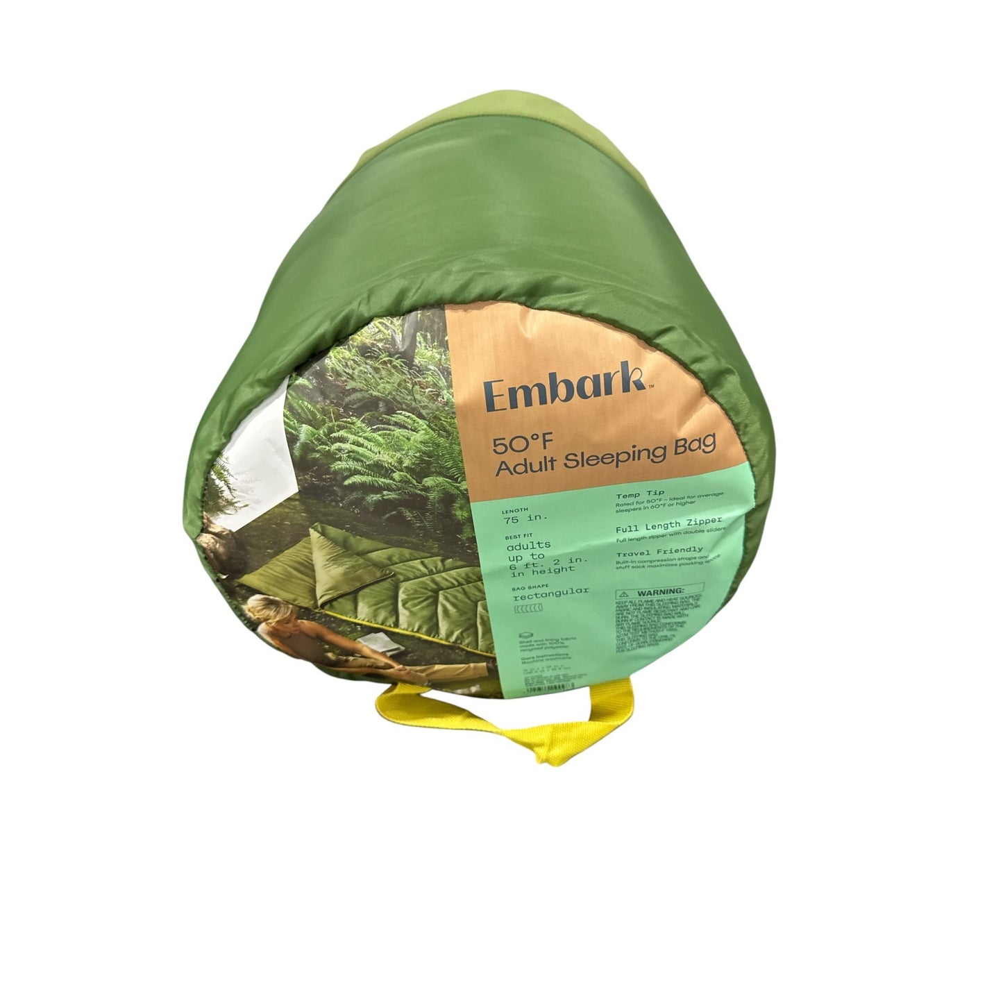 Embark 50°F Adult Sleeping Bag Travel-Friendly Lightweight Green Polyester 75"x33"