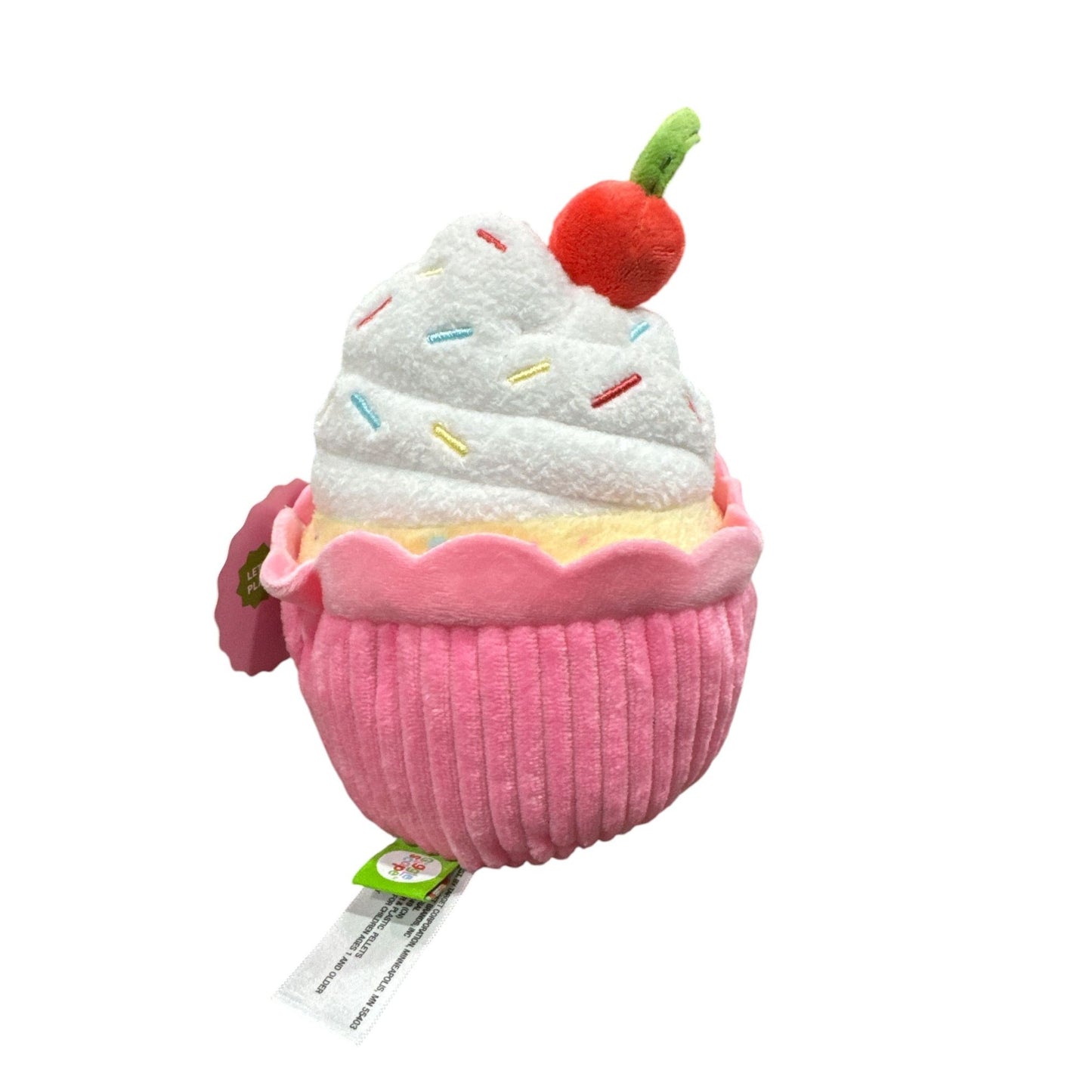 Plush Cupcake Toy With Cherry On Top By GiggleScope - Soft Pink & White Design For Ages 3+