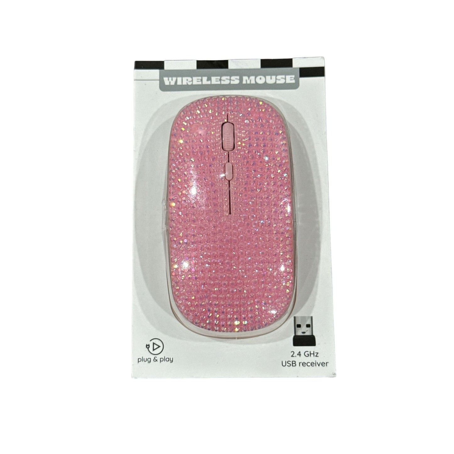 Set of 6pcs SmileyWorld LED Light Up Desk Tray, Pink Wireless Mouse, Earbuds, Mouse Pad, Vanity Mirror & Kindle Case