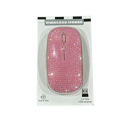 Set of 6pcs SmileyWorld LED Light Up Desk Tray, Pink Wireless Mouse, Earbuds, Mouse Pad, Vanity Mirror & Kindle Case