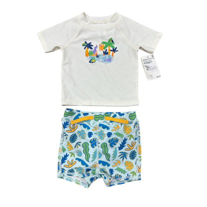 Tucker + Tate Baby Boys 2-Piece Swimwear Set With UPF 50+ Protection Tropical Print 9M