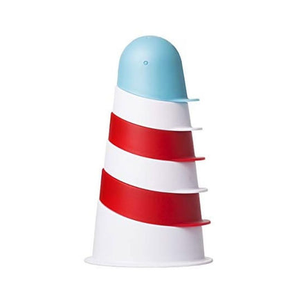 Ubbi Lighthouse Stacking Cups Bath Toy 6 Stackable Cups Dishwasher Safe Phthalate-Free 0M+