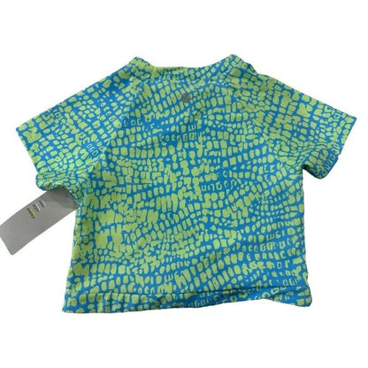 Z By Zella Girls UPF 50+ Cropped Short Sleeve Top Blue/Green Print Size 14