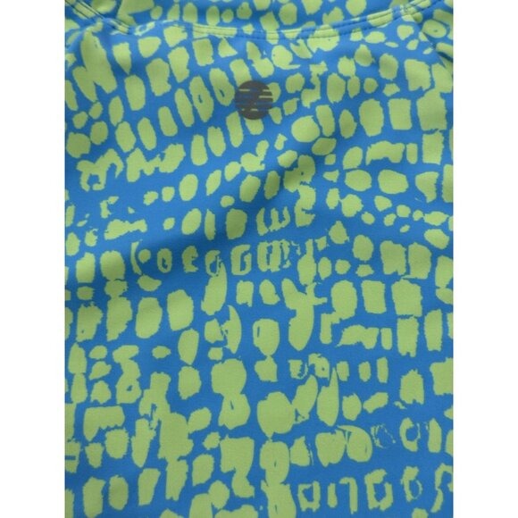 Z By Zella Girls UPF 50+ Cropped Short Sleeve Top Blue/Green Print Size 14