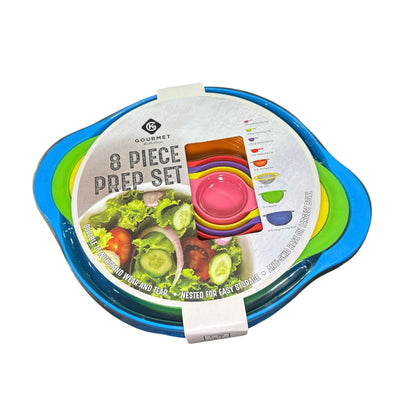 8-Piece Nested Prep Set With Measuring Cups, Mixing Bowls, Sifter & Colander, BPA-Free Food Safe Multi-Color Kitchen Tools
