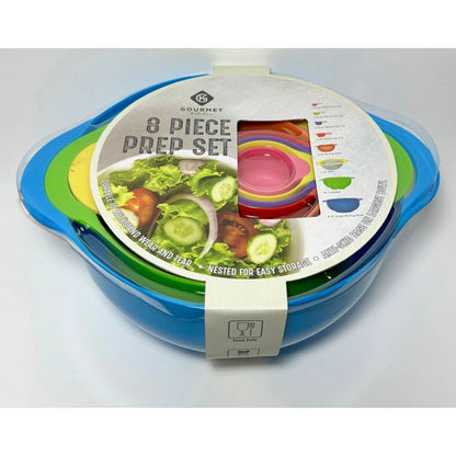 8-Piece Nested Prep Set With Measuring Cups, Mixing Bowls, Sifter & Colander, BPA-Free Food Safe Multi-Color Kitchen Tools