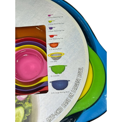 8-Piece Nested Prep Set With Measuring Cups, Mixing Bowls, Sifter & Colander, BPA-Free Food Safe Multi-Color Kitchen Tools