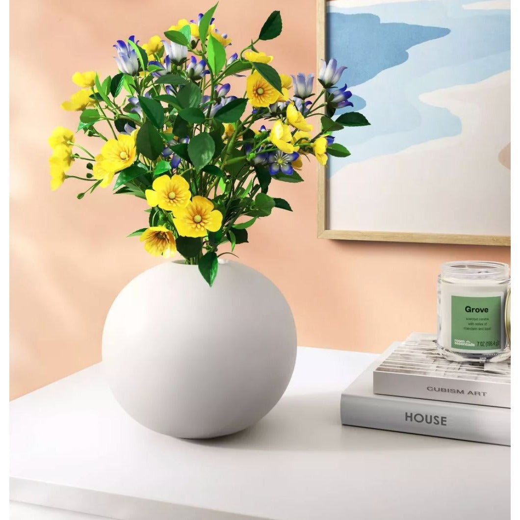 Room Essentials Round Terracotta Ceramic Decorative Vase 6" Round Modern Minimalist Design