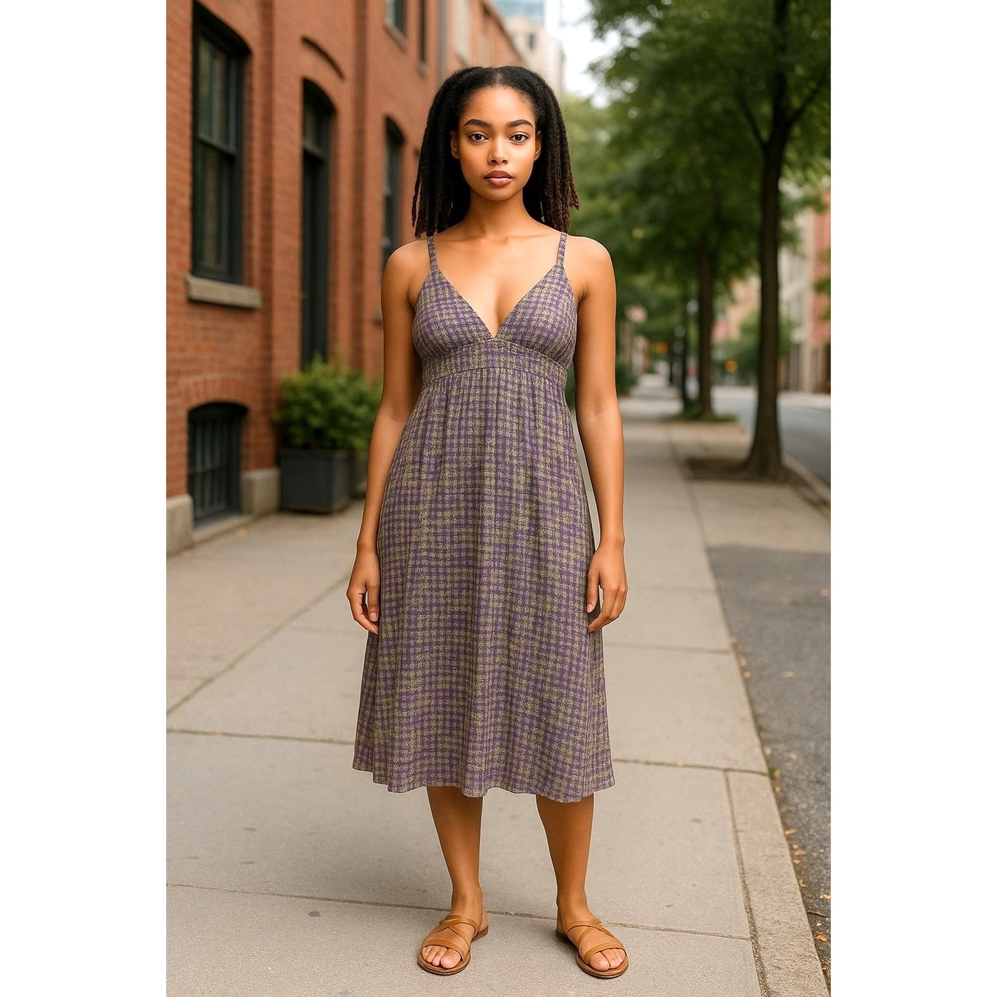 LUSH Women's Lavender Gingham Dress SMALL