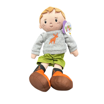 Giggle Scape 15" Soft Plush Doll With Moose Sweater & Green Shorts For Kids