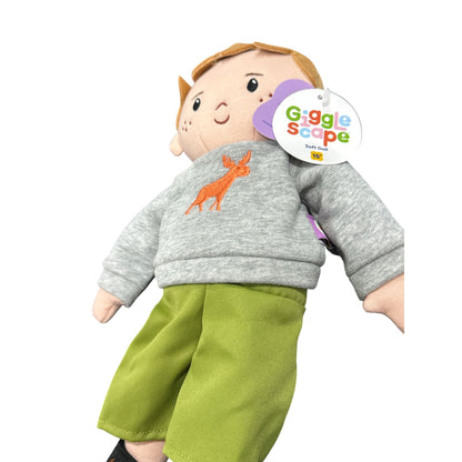 Giggle Scape 15" Soft Plush Doll With Moose Sweater & Green Shorts For Kids