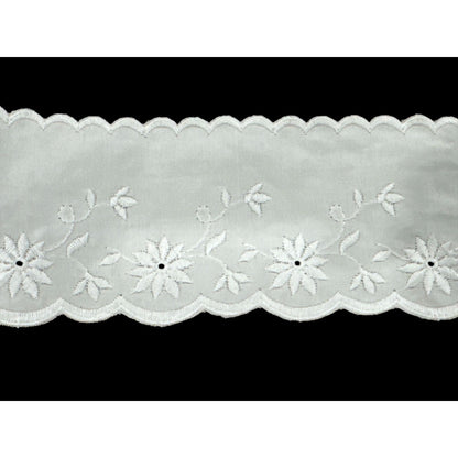 Ivory Embroidered Floral Eyelet Trim 3" Wide Scalloped Edge Sewing Crafts 15 Yards