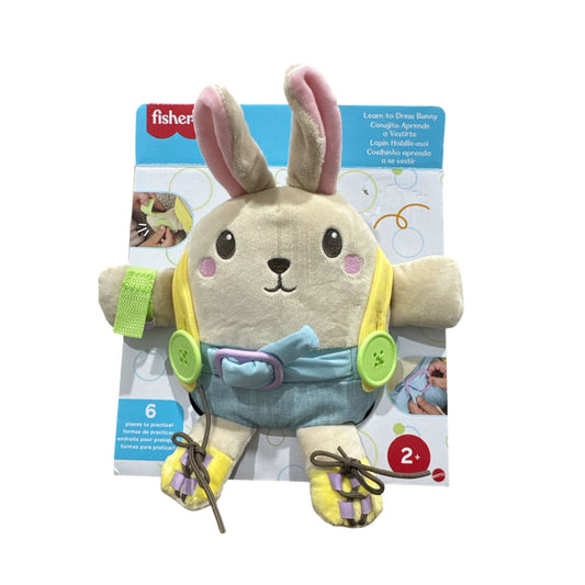 Learn-To-Dress Bunny Plush Toy By Fisher-Price For Ages 2+ With Buttons Zipper & Tying Practice