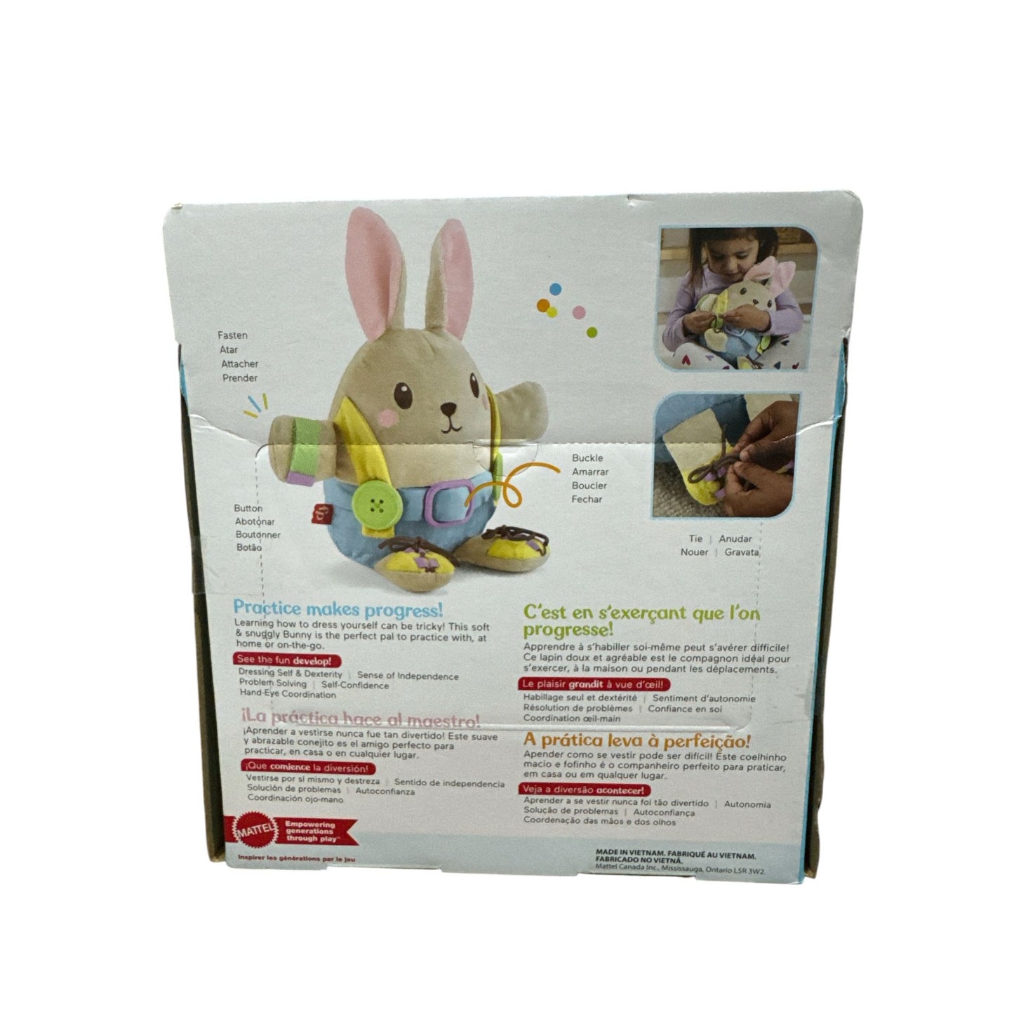 Learn-To-Dress Bunny Plush Toy By Fisher-Price For Ages 2+ With Buttons Zipper & Tying Practice