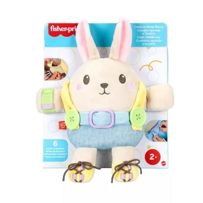 Learn-To-Dress Bunny Plush Toy By Fisher-Price For Ages 2+ With Buttons Zipper & Tying Practice