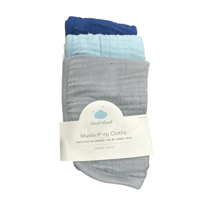 Cloud Island Muslin Burp Cloths 3-Pack Oeko-Tex Certified One Size Blue & Gray
