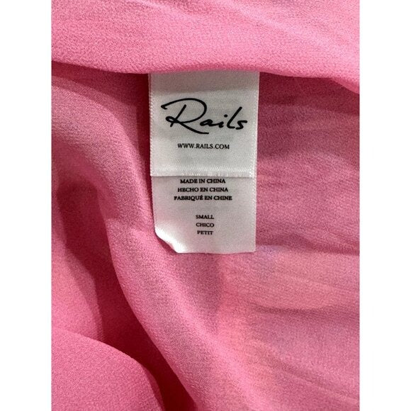 Rails Women’s Pink & Orange Floral Smocked Waist Dress With Flutter Sleeves Size S
