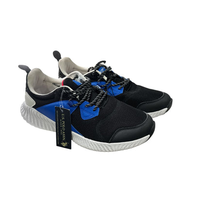 U.S. Polo Assn. Men's Black & Blue Athletic Sneakers, Lightweight Mesh Upper, Cushioned Sole, Lace-Up Style, Size 12M