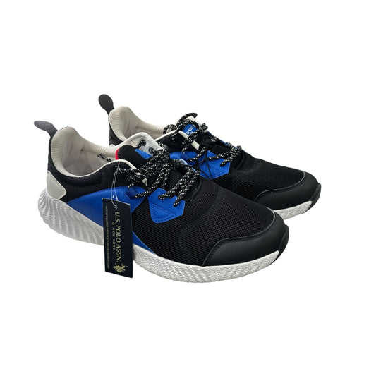 U.S. Polo Assn. Men's Black & Blue Athletic Sneakers, Lightweight Mesh Upper, Cushioned Sole, Lace-Up Style, Size 12M