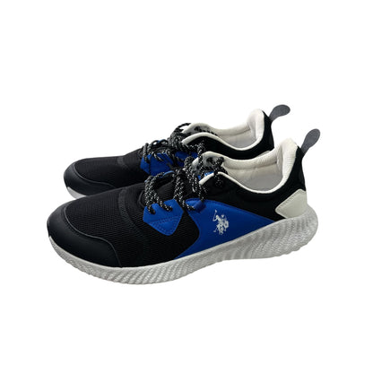 U.S. Polo Assn. Men's Black & Blue Athletic Sneakers, Lightweight Mesh Upper, Cushioned Sole, Lace-Up Style, Size 12M