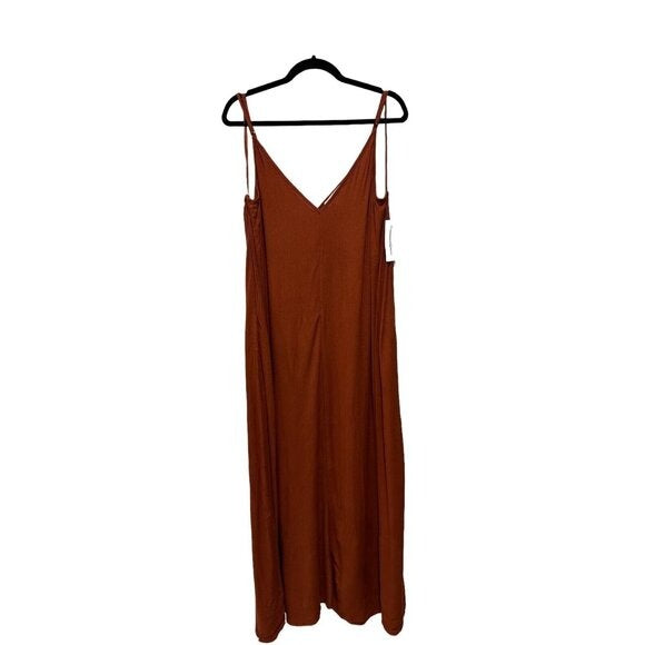 Treasure & Bond Rust Brown Sleeveless Midi Slip Dress XXL With Tags