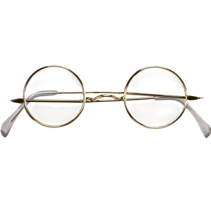 Round Santa Eyeglasses Costume Accessory For Adults & Teens Gold Frame