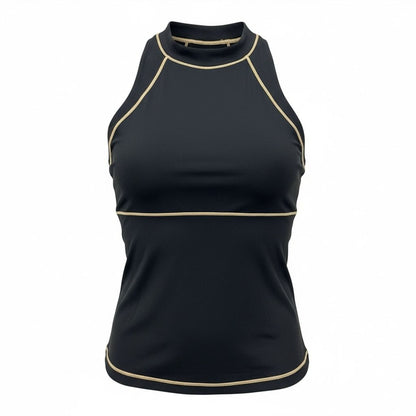 Underdays Black High-Neck Tank Top With Gold Stitching XS