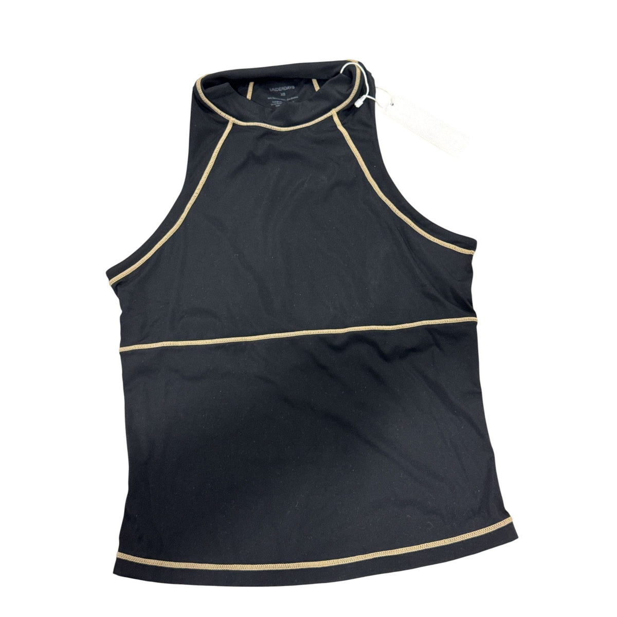 Underdays Black High-Neck Tank Top With Gold Stitching XS