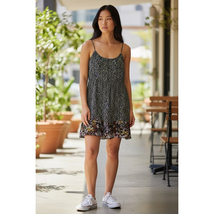 BP. Black Mixed Cara Floral Mini Dress S Adjustable Straps