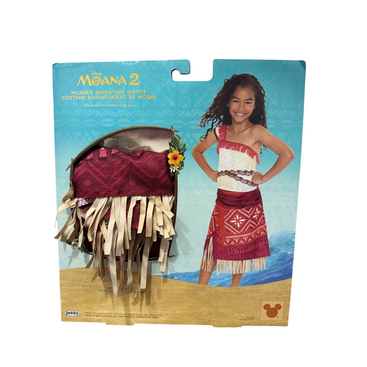 Disney Moana 2 Adventure Outfit Costume For Kids Ages 3+ Size 4-6 By Jakks Pacific