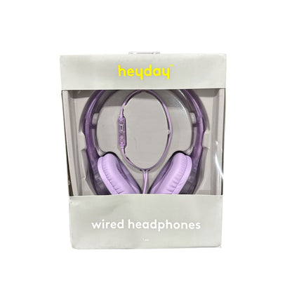 Heyday Wired Headphones, Soft-Touch Charging Cable, And Wall Charger Bundle - Purple 3pcs