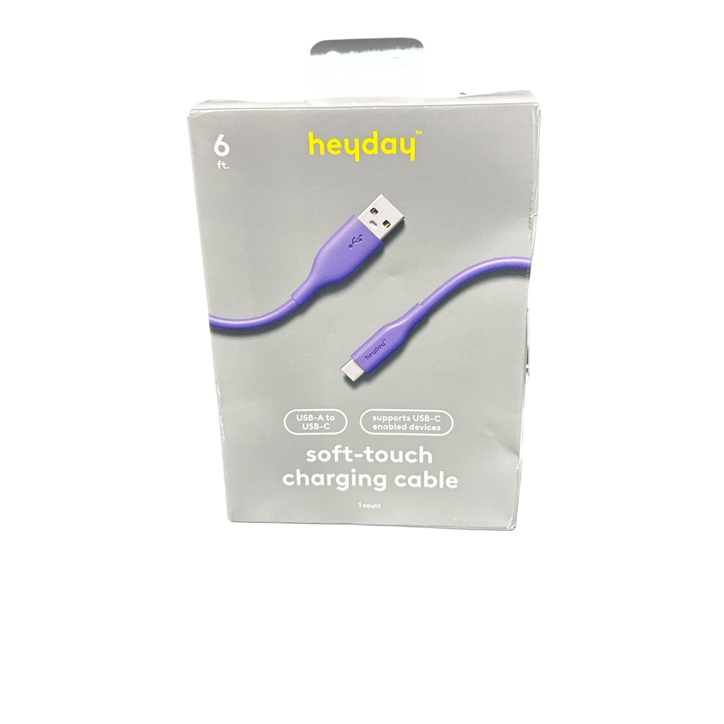 Heyday Wired Headphones, Soft-Touch Charging Cable, And Wall Charger Bundle - Purple 3pcs