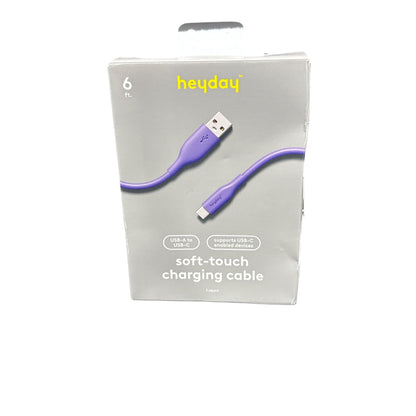 Heyday Wired Headphones, Soft-Touch Charging Cable, And Wall Charger Bundle - Purple 3pcs