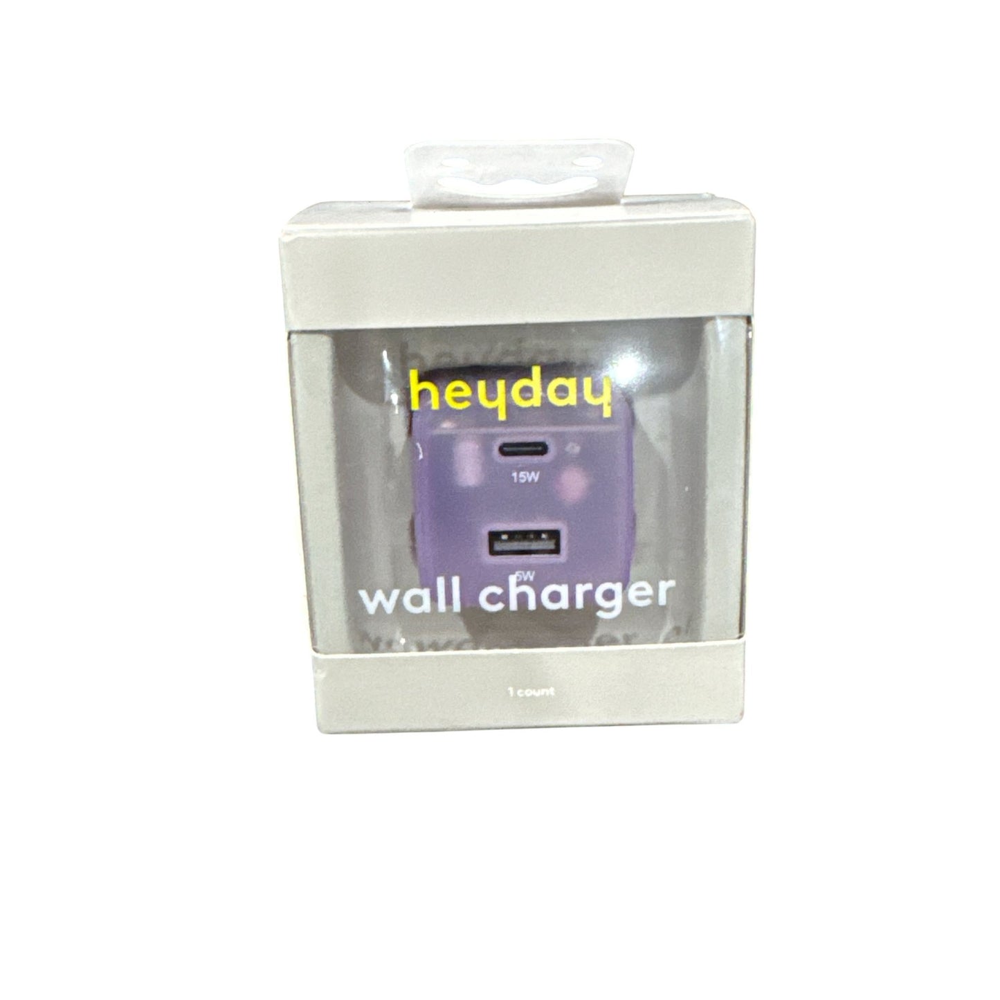 Heyday Wired Headphones, Soft-Touch Charging Cable, And Wall Charger Bundle - Purple 3pcs