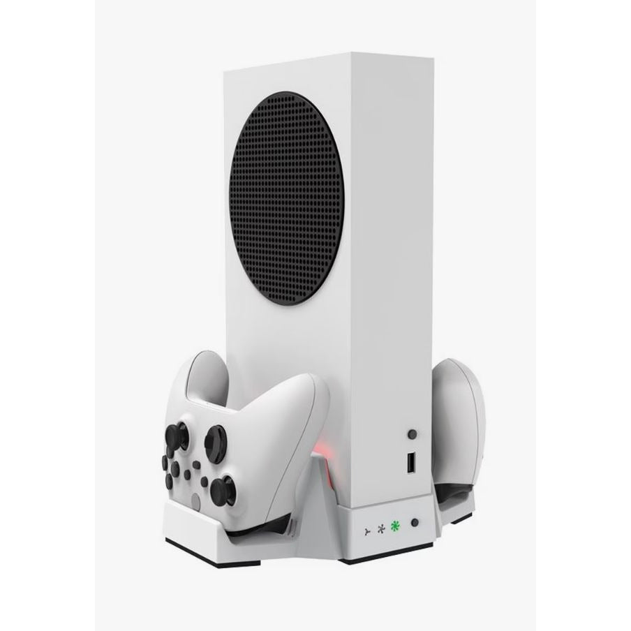 GameStop Cooling Fan Base Station & Charging Stand For Xbox Series S Controllers With Rechargeable Batteries