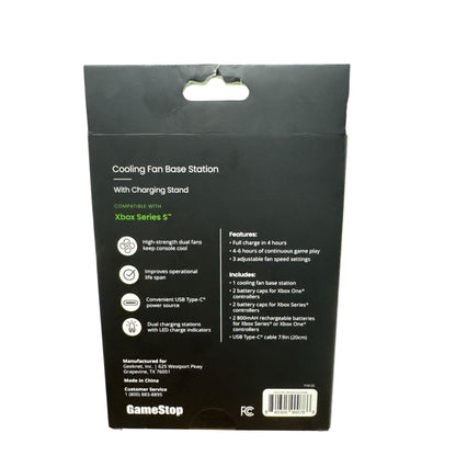 GameStop Cooling Fan Base Station & Charging Stand For Xbox Series S Controllers With Rechargeable Batteries