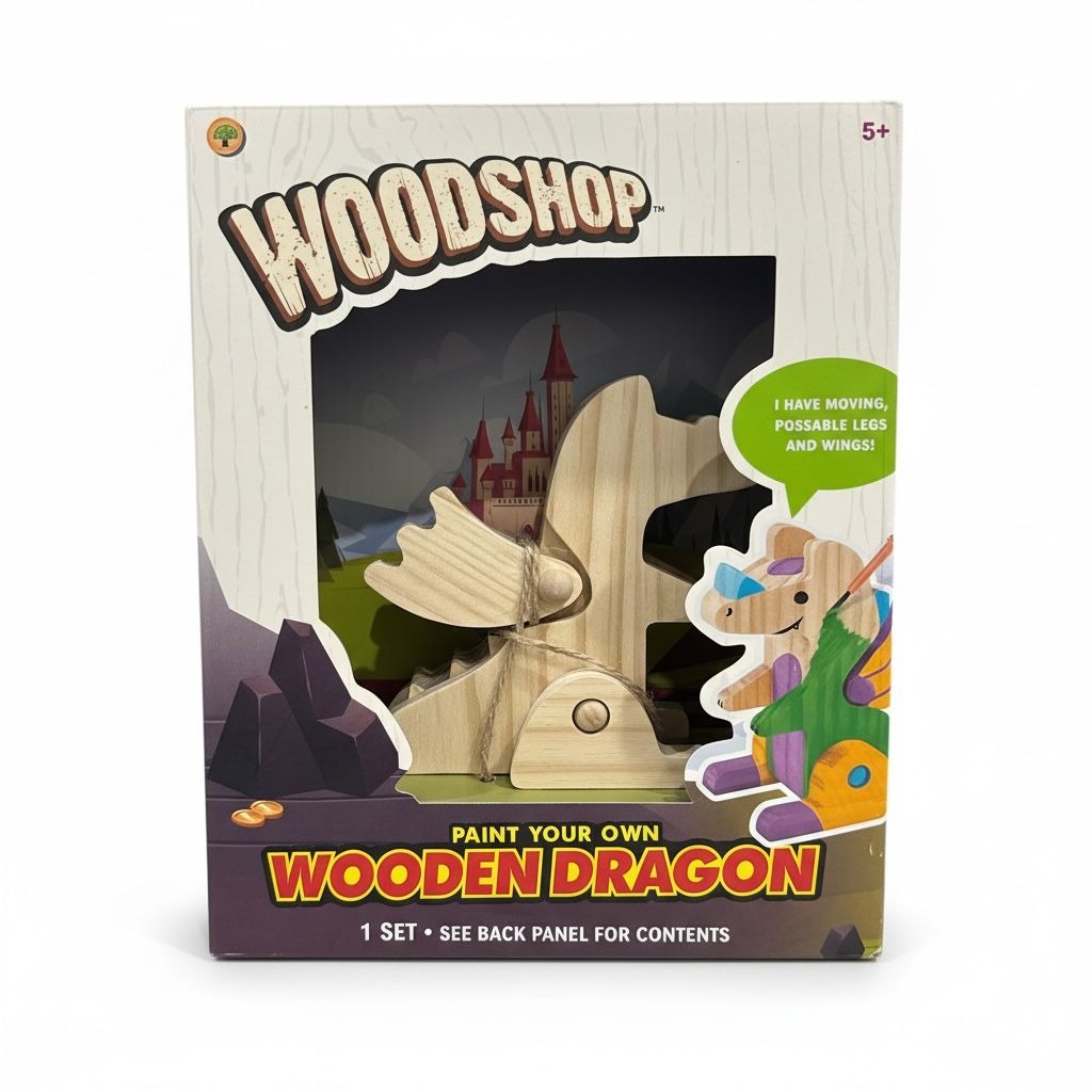 Woodshop Paint Your Own Wooden Dragon Kit With Acrylic Paints & Brush For Ages 5+