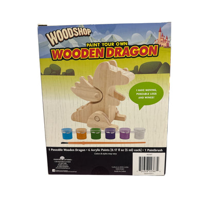 Woodshop Paint Your Own Wooden Dragon Kit With Acrylic Paints & Brush For Ages 5+
