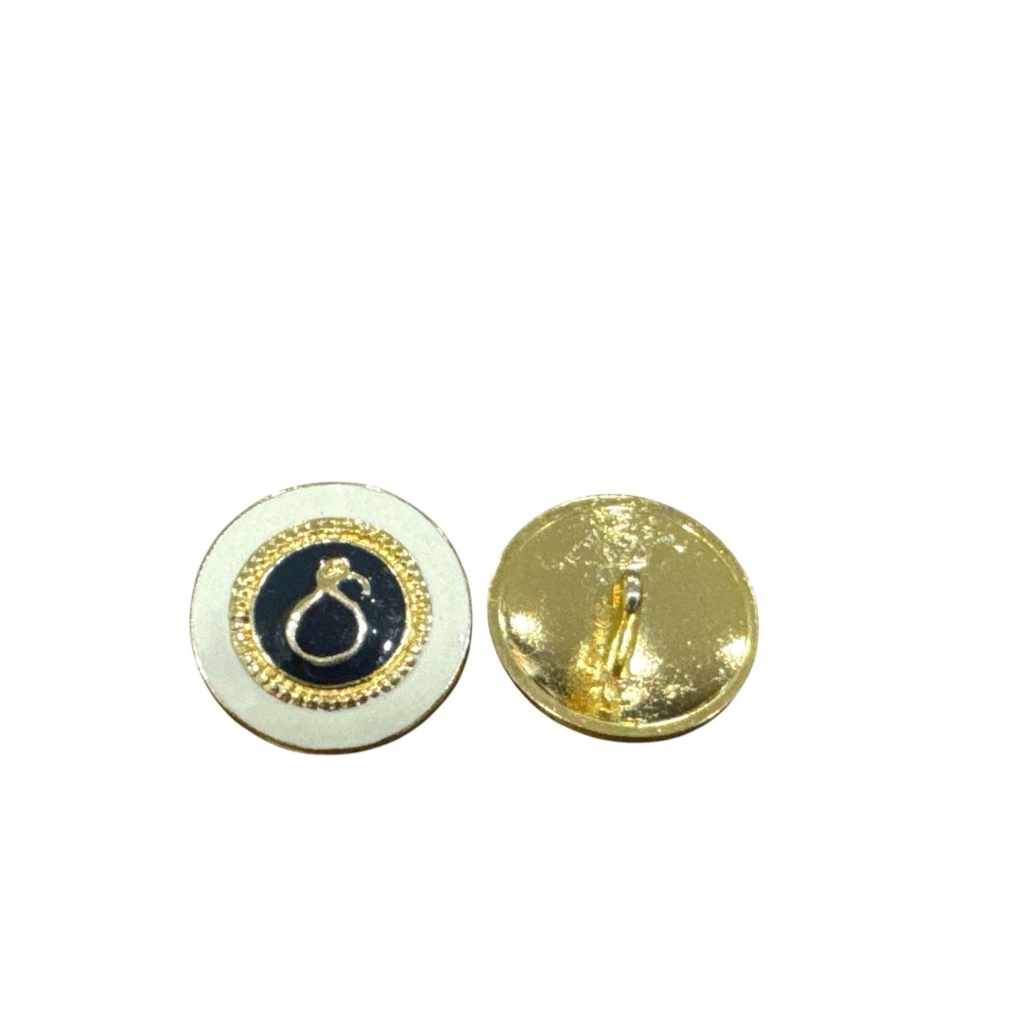 Gold & Black Shank Buttons With White Edge Round Design Bulk Lot 0.5 Inch Diameter Craft Or Sewing Set 400+