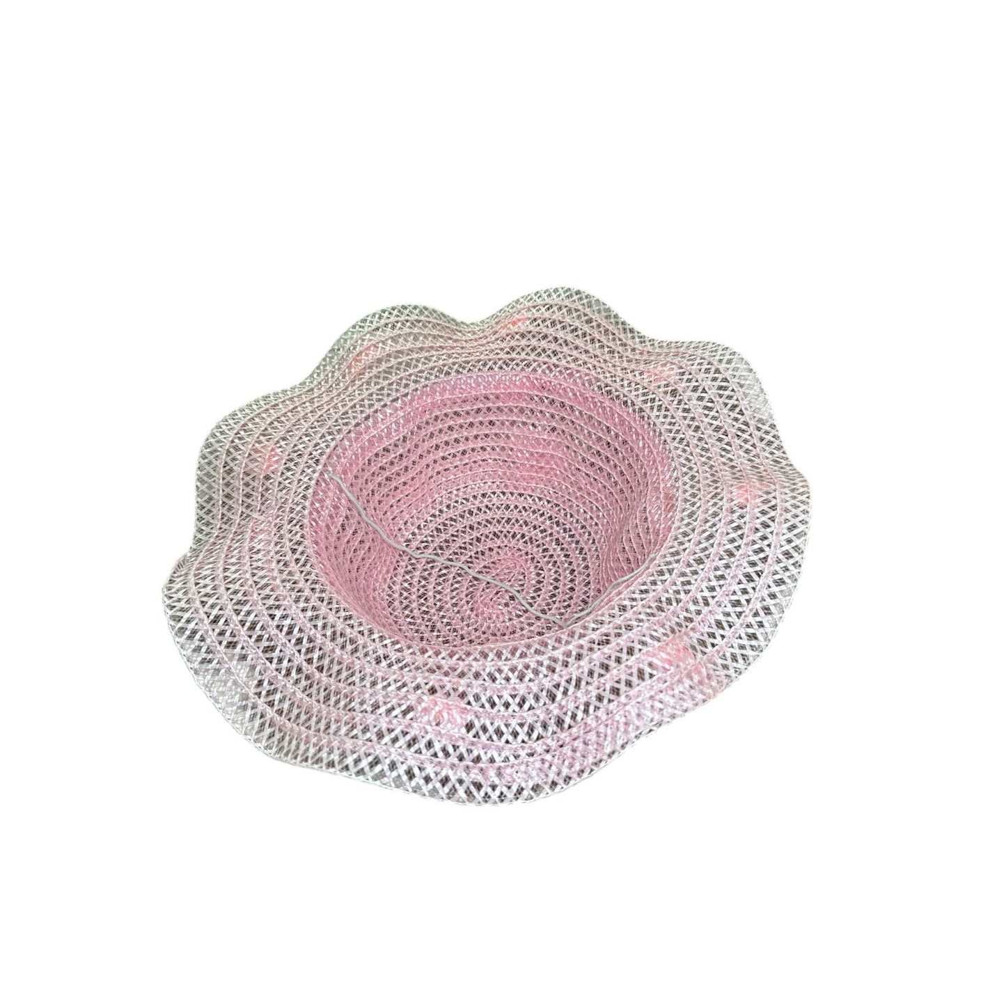 Pink Straw Set of 10pcs Sun Hat For Girls With Ribbon Bow & Floral Accents, Lightweight & Breathable